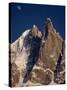 Jagged Peak of Aiguille Du Dru and the Moon, Chamonix, Rhone Alpes, France, Europe-Hart Kim-Stretched Canvas