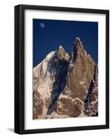 Jagged Peak of Aiguille Du Dru and the Moon, Chamonix, Rhone Alpes, France, Europe-Hart Kim-Framed Photographic Print