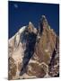 Jagged Peak of Aiguille Du Dru and the Moon, Chamonix, Rhone Alpes, France, Europe-Hart Kim-Mounted Photographic Print