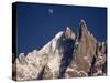 Jagged Peak of Aiguille Du Dru and the Moon, Chamonix, Rhone Alpes, France, Europe-Hart Kim-Stretched Canvas