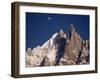 Jagged Peak of Aiguille Du Dru and the Moon, Chamonix, Rhone Alpes, France, Europe-Hart Kim-Framed Photographic Print