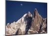 Jagged Peak of Aiguille Du Dru and the Moon, Chamonix, Rhone Alpes, France, Europe-Hart Kim-Mounted Photographic Print