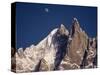 Jagged Peak of Aiguille Du Dru and the Moon, Chamonix, Rhone Alpes, France, Europe-Hart Kim-Stretched Canvas