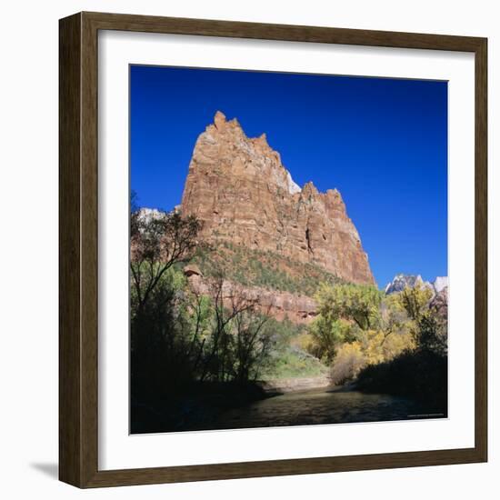 Jagged Sandstone Cliffs Above the Virgin River, Zion National Park, Utah, USA-Ruth Tomlinson-Framed Photographic Print