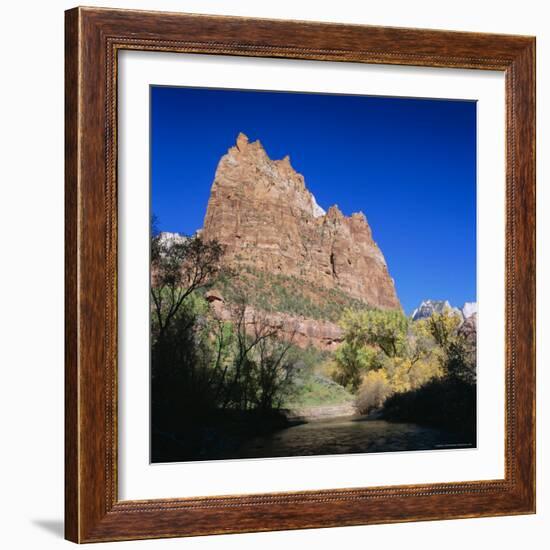 Jagged Sandstone Cliffs Above the Virgin River, Zion National Park, Utah, USA-Ruth Tomlinson-Framed Photographic Print