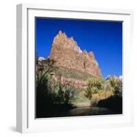 Jagged Sandstone Cliffs Above the Virgin River, Zion National Park, Utah, USA-Ruth Tomlinson-Framed Photographic Print