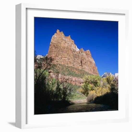 Jagged Sandstone Cliffs Above the Virgin River, Zion National Park, Utah, USA-Ruth Tomlinson-Framed Photographic Print