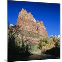Jagged Sandstone Cliffs Above the Virgin River, Zion National Park, Utah, USA-Ruth Tomlinson-Mounted Photographic Print