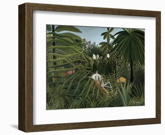 'Jaguar attacking a Horse', 1910-Henri Rousseau-Framed Giclee Print