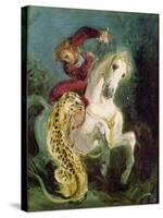 Jaguar Attacking a Horseman, C.1855-Eugene Delacroix-Stretched Canvas