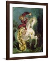 Jaguar Attacking a Horseman, C.1855-Eugene Delacroix-Framed Giclee Print