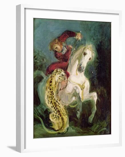 Jaguar Attacking a Horseman, C.1855-Eugene Delacroix-Framed Giclee Print