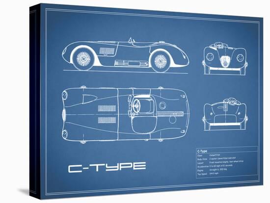 Jaguar C-Type-Blue-Mark Rogan-Stretched Canvas