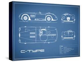 Jaguar C-Type-Blue-Mark Rogan-Stretched Canvas