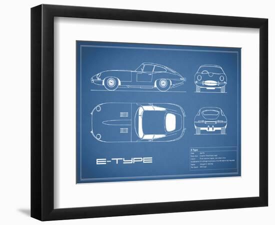 Jaguar E-Type-Blue-Mark Rogan-Framed Art Print