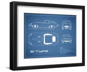 Jaguar E-Type-Blue-Mark Rogan-Framed Art Print