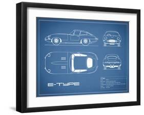 Jaguar E-Type-Blue-Mark Rogan-Framed Art Print