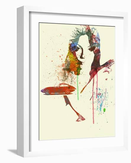 Jaguar E Type Girl-NaxArt-Framed Art Print