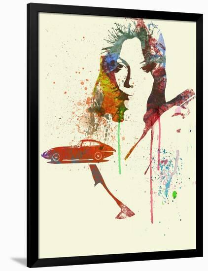 Jaguar E Type Girl-NaxArt-Framed Art Print