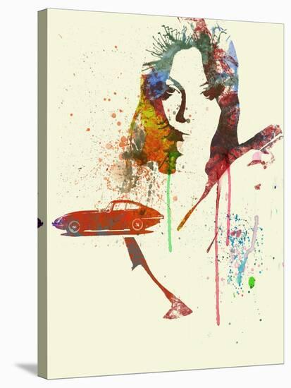 Jaguar E Type Girl-NaxArt-Stretched Canvas