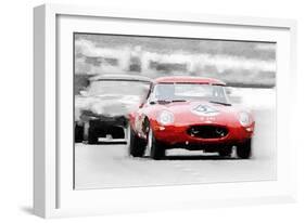 Jaguar E-Type Racing Watercolor-NaxArt-Framed Art Print