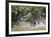 Jaguar (Panthera onca) male, hunting Capybara, Cuiaba River, Pantanal, Brazil-Jeff Foott-Framed Photographic Print