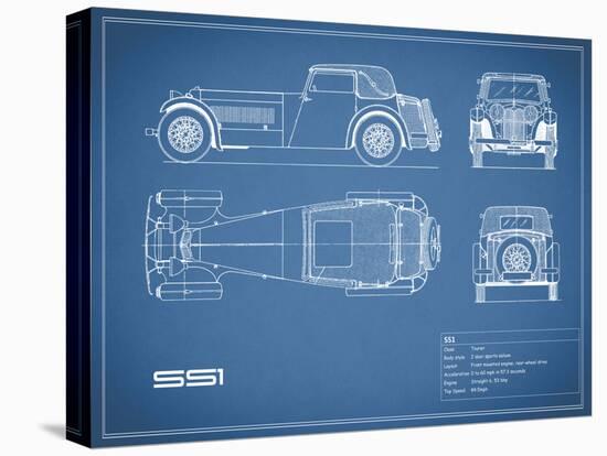 Jaguar SS1-Blue-Mark Rogan-Stretched Canvas