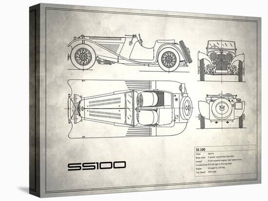 Jaguar SS1 White-Mark Rogan-Stretched Canvas