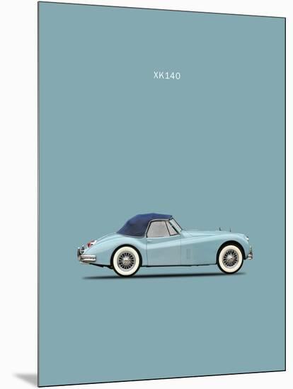 Jaguar XK140 Blue-Mark Rogan-Mounted Art Print