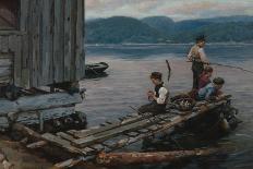 Fisherman and children, 1913-Jahn Ekenaes-Giclee Print