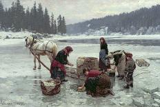 Women doing laundry through a hole in the ice, 1891-Jahn Ekenaes-Giclee Print