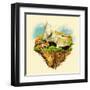 JAIPUR City on Floating Land Vector Water Color Illustration-trentemoller-Framed Art Print