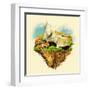 JAIPUR City on Floating Land Vector Water Color Illustration-trentemoller-Framed Art Print