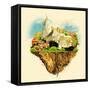 JAIPUR City on Floating Land Vector Water Color Illustration-trentemoller-Framed Stretched Canvas