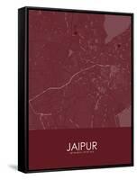 Jaipur, India Red Map-null-Framed Stretched Canvas