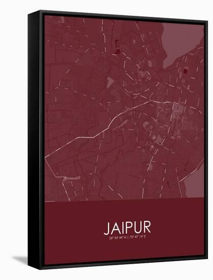 Jaipur, India Red Map-null-Framed Stretched Canvas