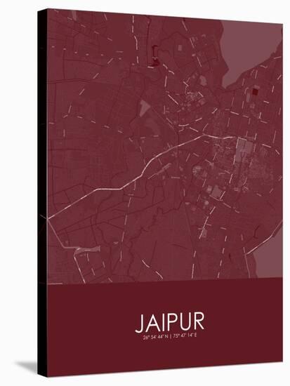 Jaipur, India Red Map-null-Stretched Canvas