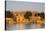 Jaisalmer Fortress and Gadsisar Lake Illuminated at Sunrise, Jaisalmer, Rajasthan, India, Asia-Doug Pearson-Stretched Canvas