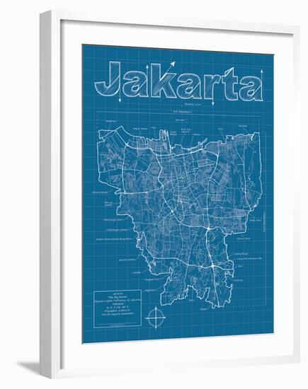 Jakarta Artistic Blueprint Map-Christopher Estes-Framed Art Print