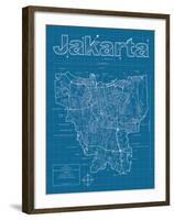 Jakarta Artistic Blueprint Map-Christopher Estes-Framed Art Print