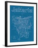 Jakarta Artistic Blueprint Map-Christopher Estes-Framed Art Print