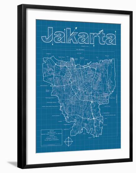 Jakarta Artistic Blueprint Map-Christopher Estes-Framed Art Print