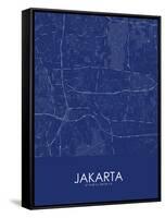 Jakarta, Indonesia Blue Map-null-Framed Stretched Canvas