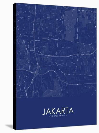 Jakarta, Indonesia Blue Map-null-Stretched Canvas
