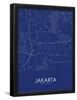 Jakarta, Indonesia Blue Map-null-Framed Poster