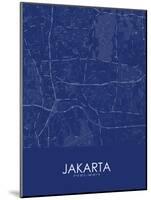 Jakarta, Indonesia Blue Map-null-Mounted Poster