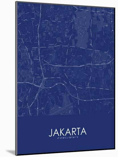 Jakarta, Indonesia Blue Map-null-Mounted Poster