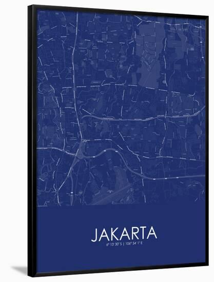 Jakarta, Indonesia Blue Map-null-Framed Poster