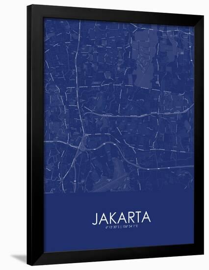 Jakarta, Indonesia Blue Map-null-Framed Poster