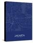 Jakarta, Indonesia Blue Map-null-Stretched Canvas